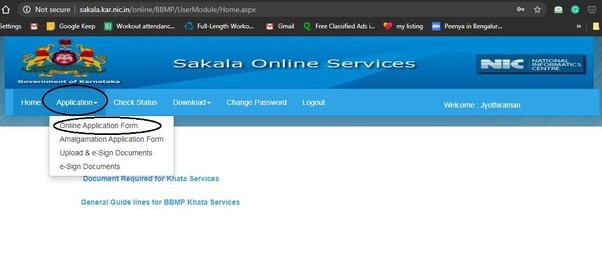 BBPM Khata Transfer Online Offline Application Bangalore Karnataka