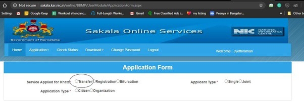 BBPM Khata Transfer Online Offline Application Bangalore Karnataka