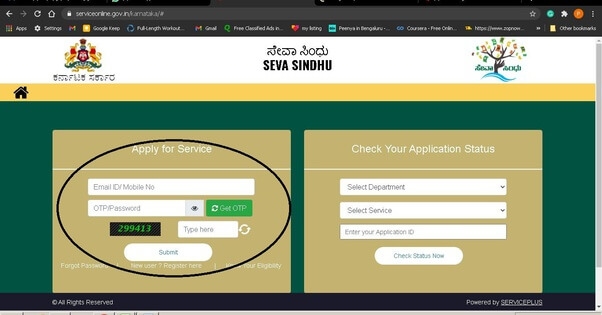 Seva Sindhu BDA Khata transfer Bangalore download OTP