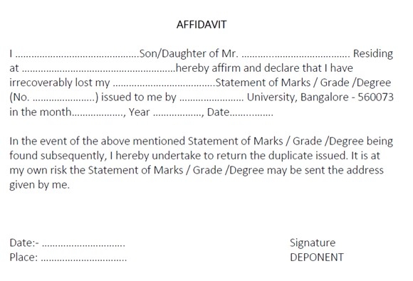 How To Make An Affidavit For A Duplicate Mark Sheet In Karnataka 