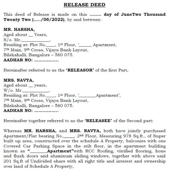  What Is Release Deed How Do I Register A Release Deed In Karnataka 