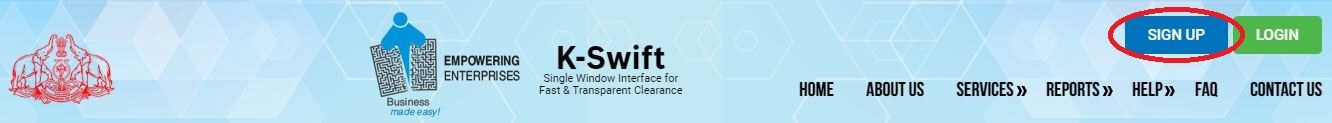 Kswift Kerala single window clearance register online apply issue of factory trades and other services license