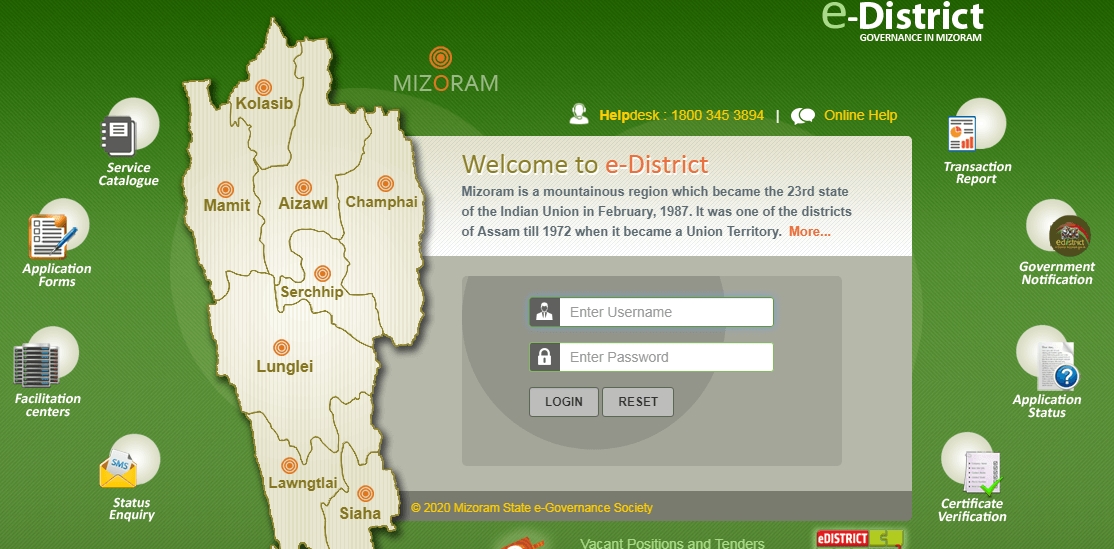 E-district Mizoram Income Certificate login