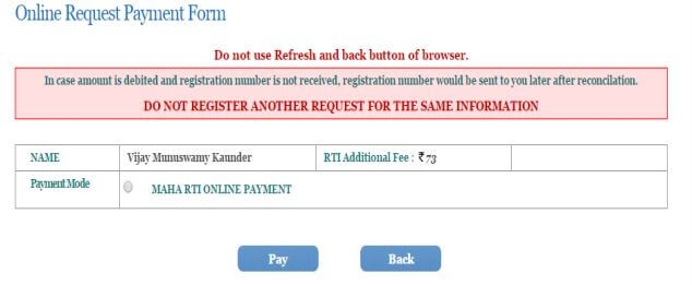 rti maharashtra online application form marathi status payment marathi