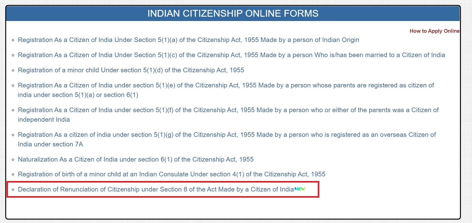 Renunciation Of Indian Citizenship Or Surrender Of Indian Passport